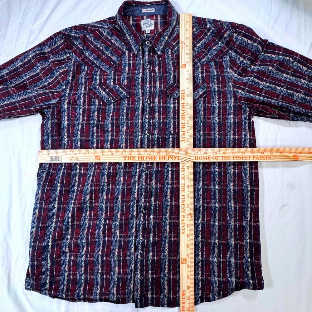 Moonshine Spirit Western Pearl Snap Shirt Mens XL Striped Paisley Cowboy Rodeo - Picture 7 of 13